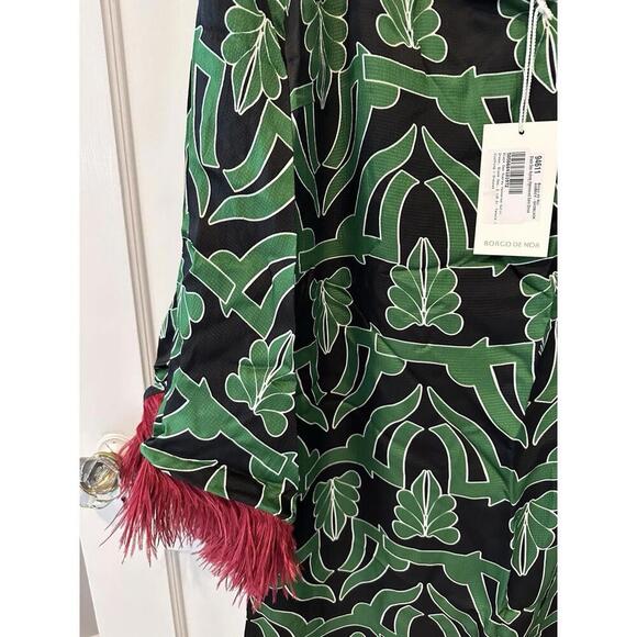 Borgo De Nor Aubrey Hammered Satin Midi Dress Geo Black NWT US 2 UK 6 Tuckernuck - Picture 3 of 6